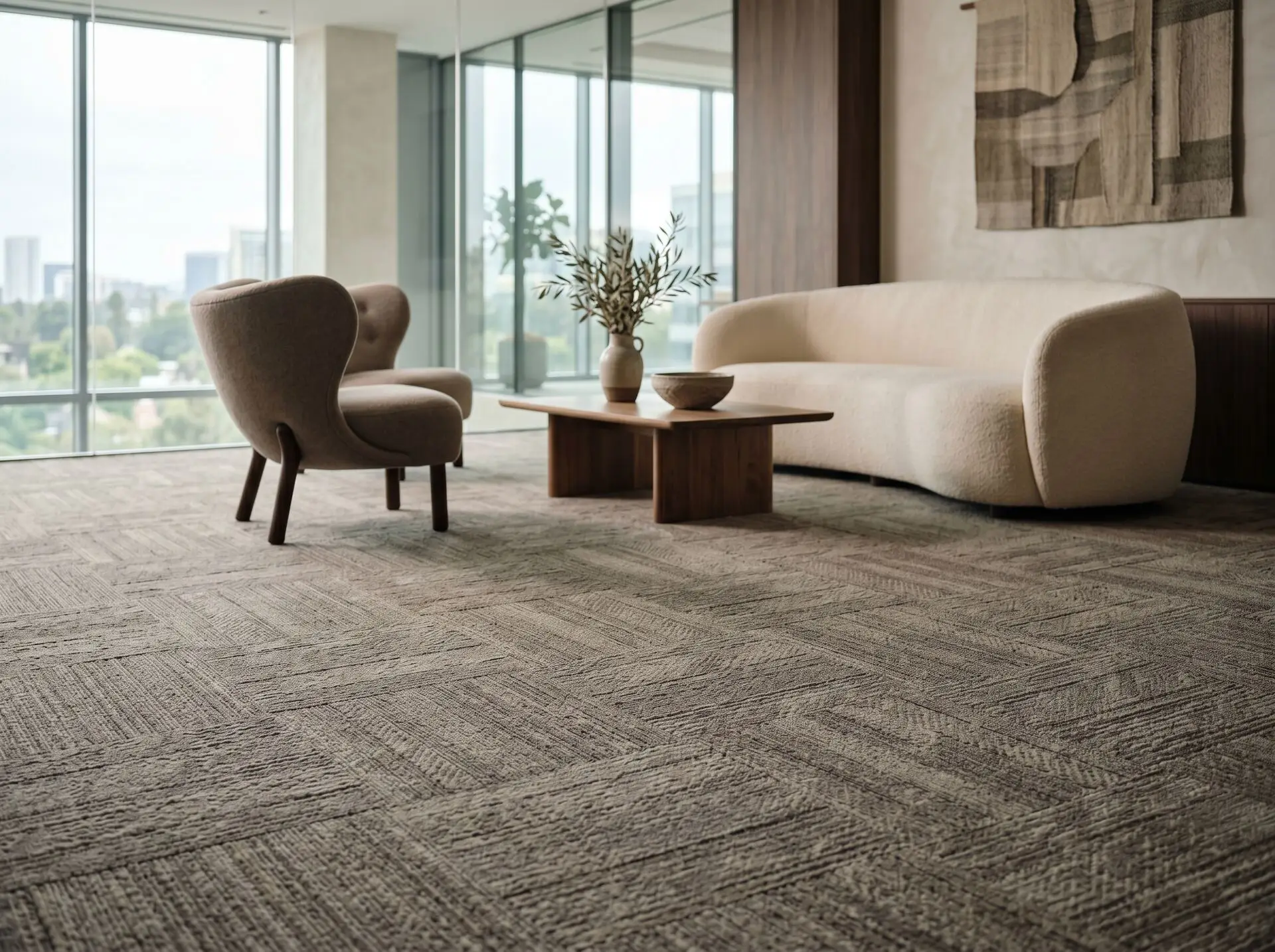 Modular carpet tiles in a luxury Dubai office lounge