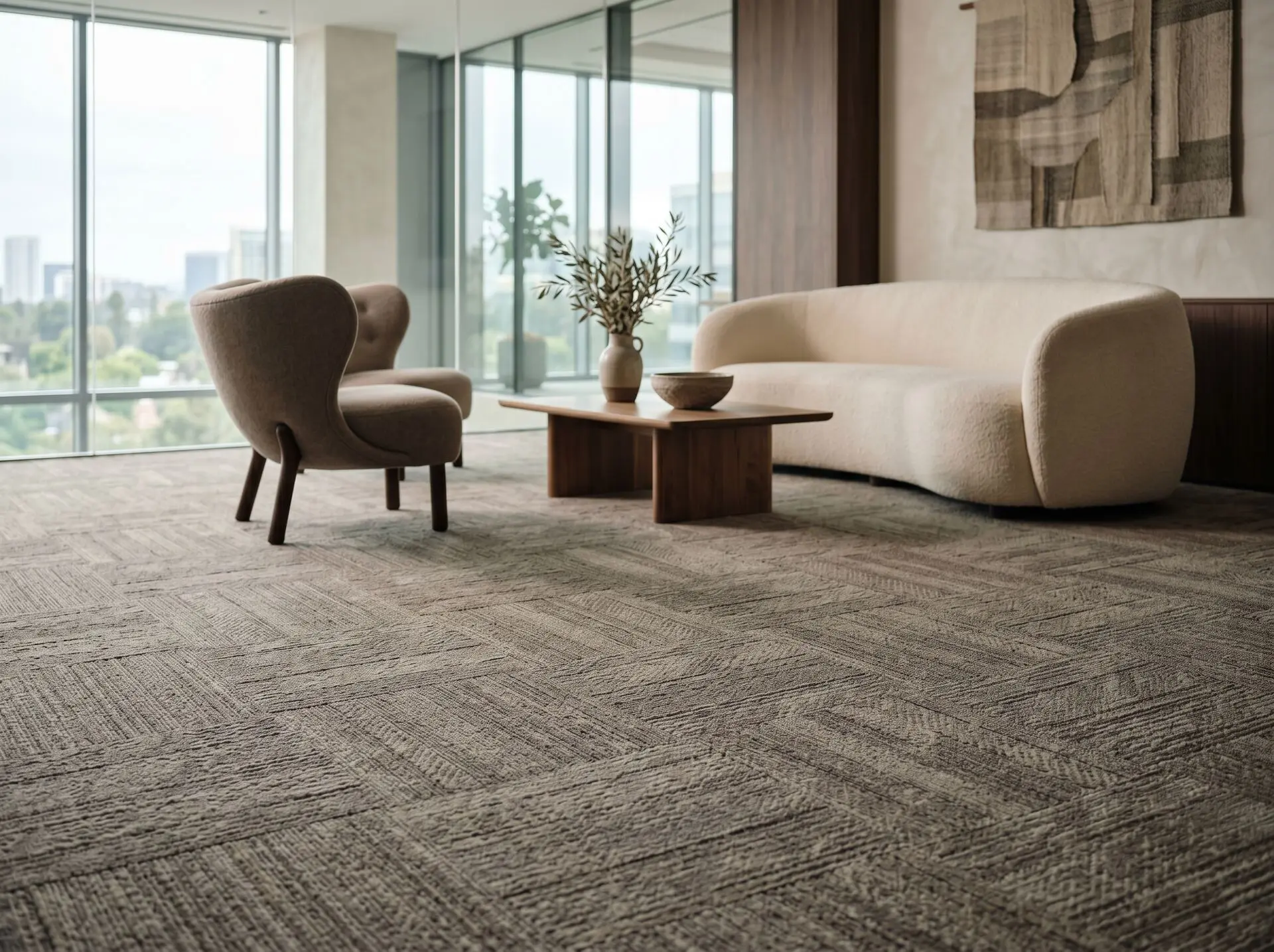 Modular carpet tiles in a luxury Dubai office lounge