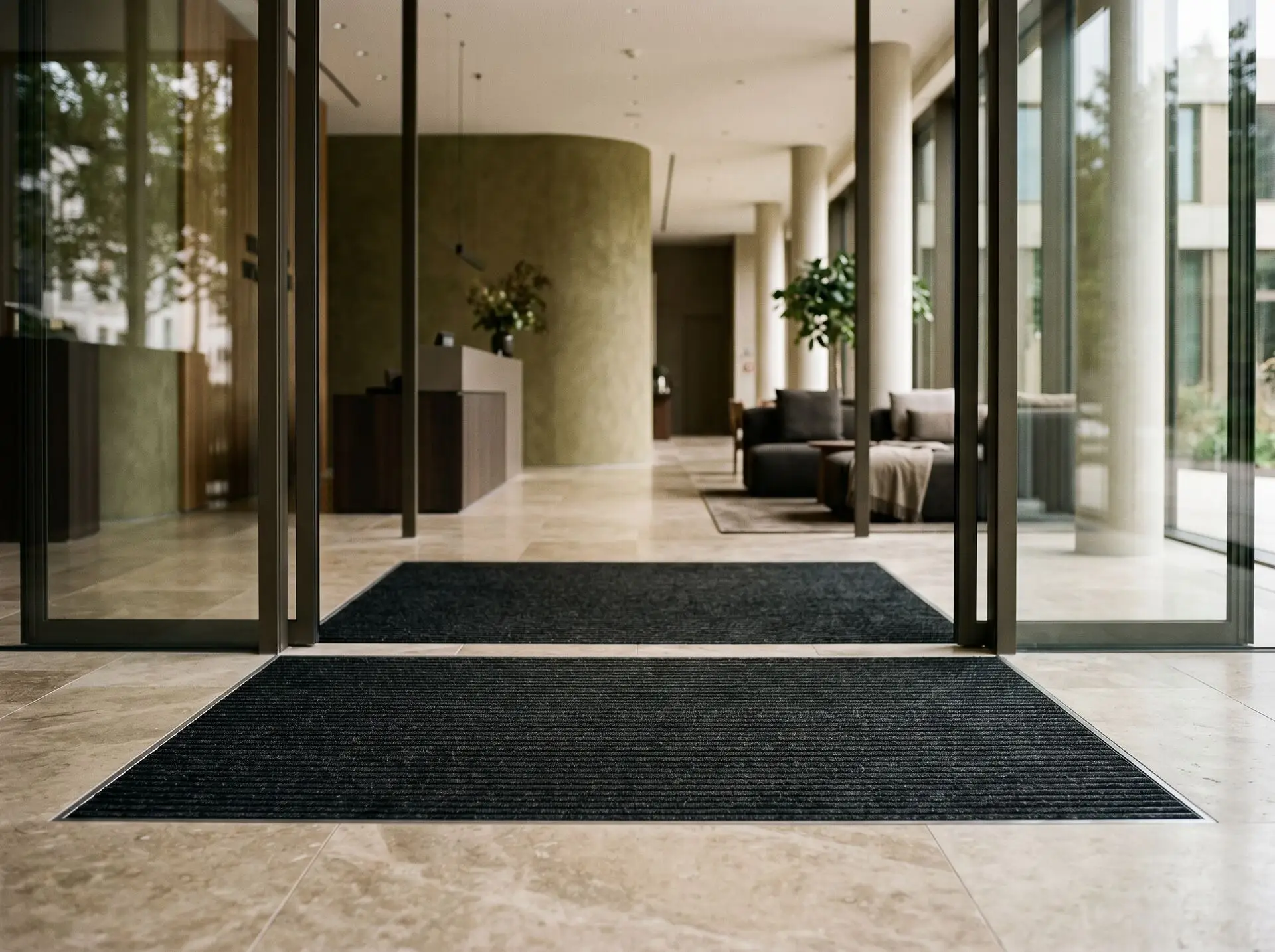 Recessed entrance matting at a luxury Dubai hotel lobby entrance