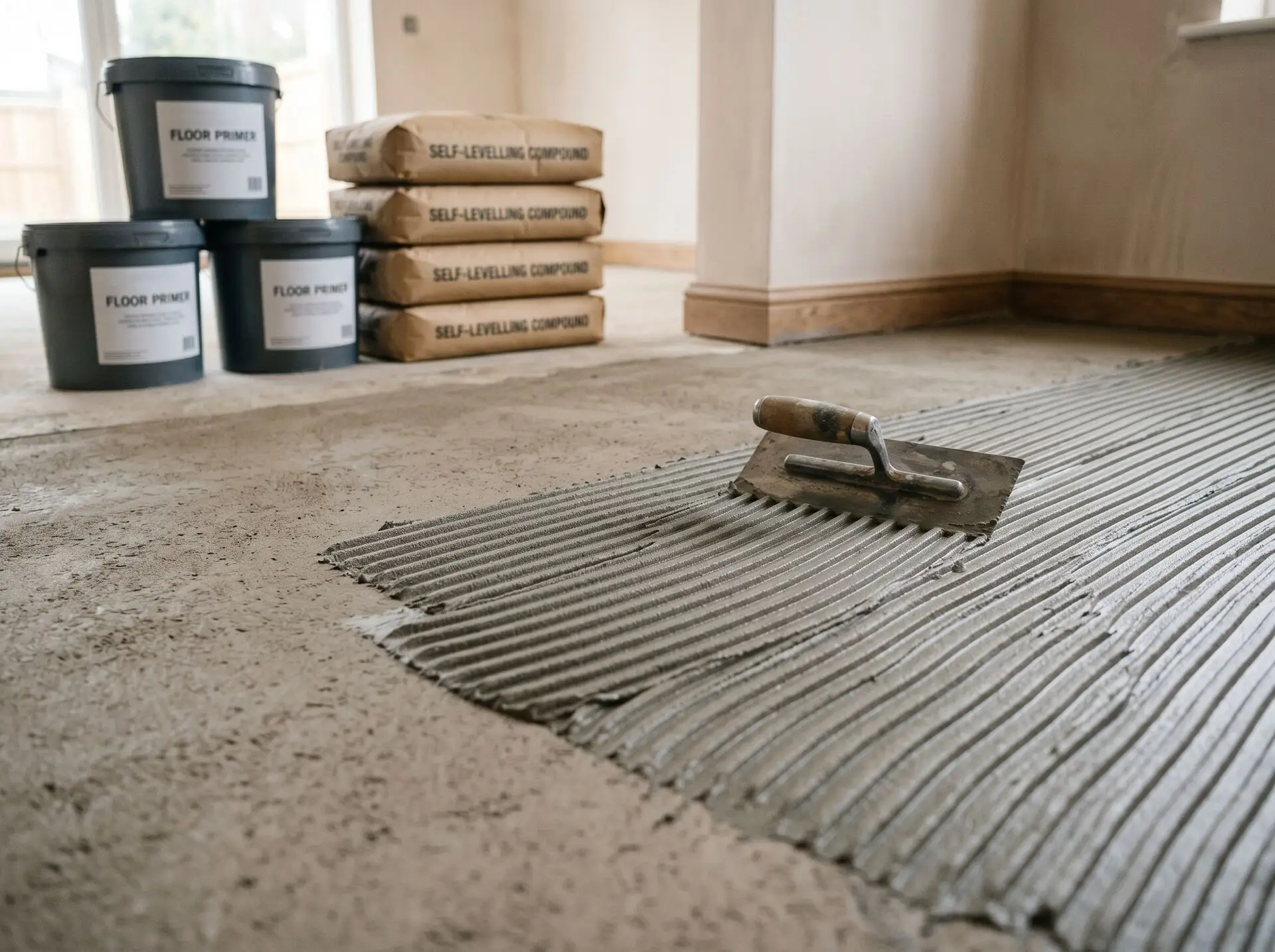 Professional MAPEI adhesive and subfloor preparation