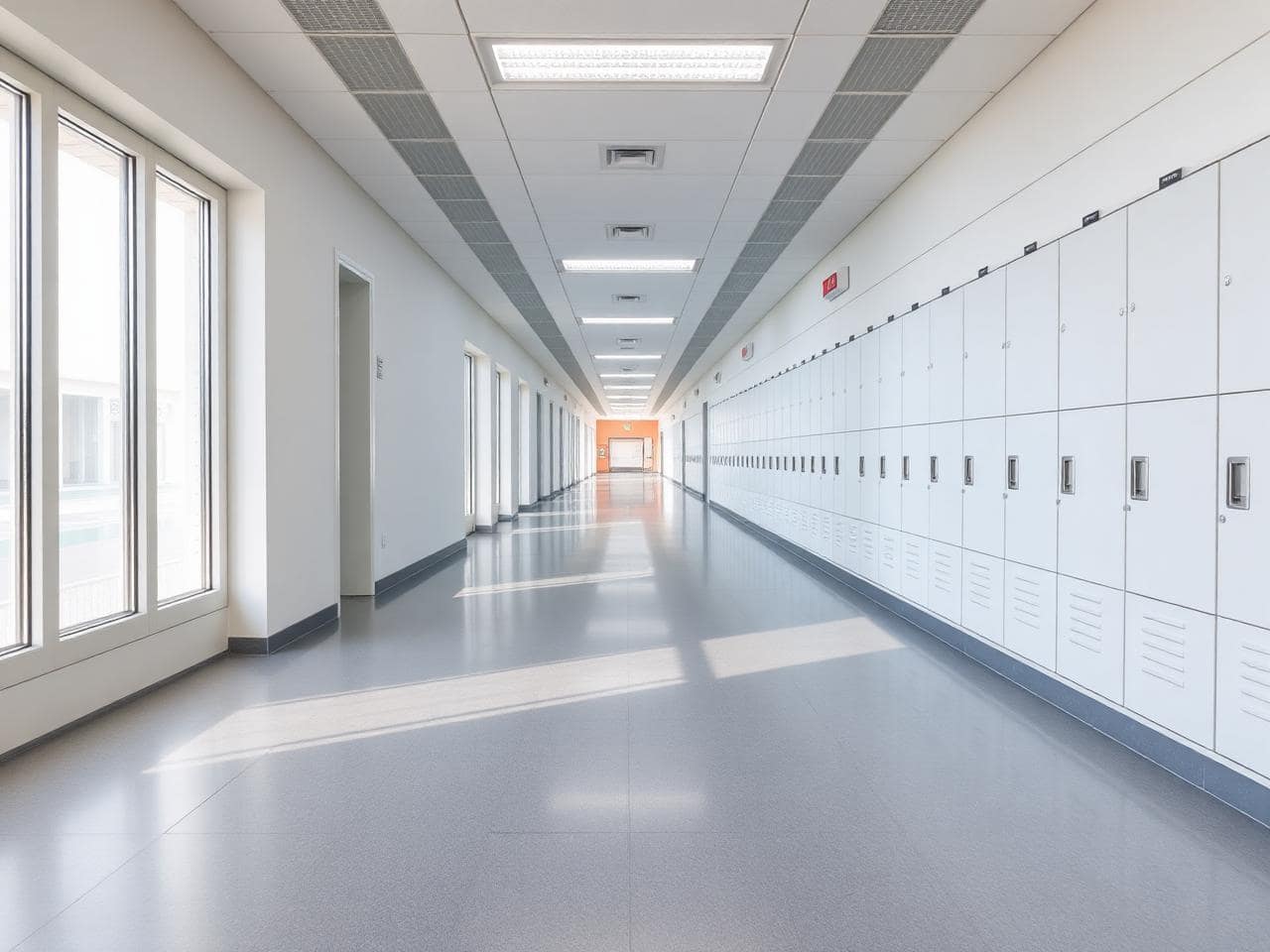 Polyflor Silentflor acoustic vinyl in a Sharjah school corridor