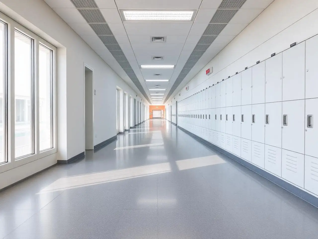 Polyflor Silentflor acoustic vinyl in a Sharjah school corridor