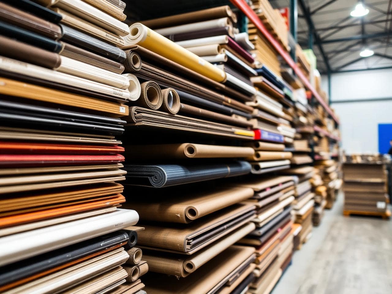 Commercial vinyl flooring rolls in stock at Azeemah Floors Dubai warehouse